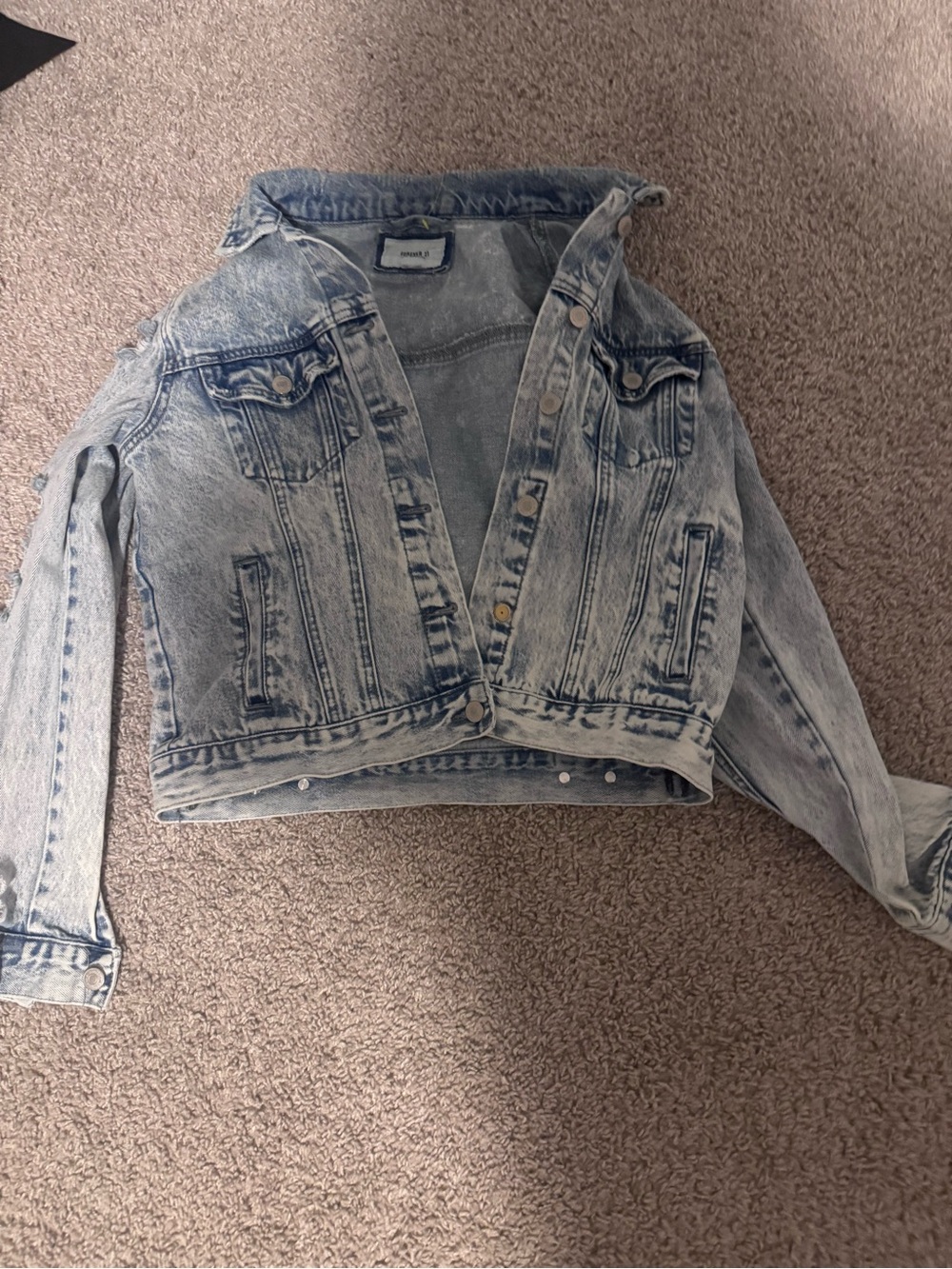 Forever 21 Light Wash Cropped Denim Jacket